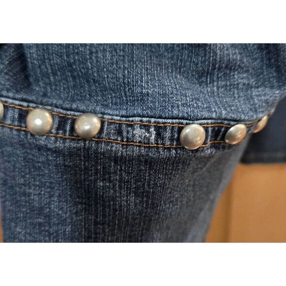 Womens Denim Capri Jeans With Pearl Studs & Embroidered Pockets See Pics - Picture 4 of 10